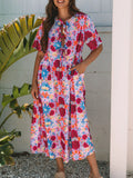 Print Tie Front Midi Dress DJPT