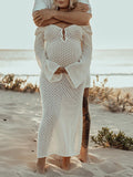 White Cut Out Backless Flare Sleeve Beach Cover Up Baby Shower Photoshoot Maternity Maxi Dress Maternity