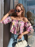 Off-Shoulder Flounce Sleeve Blouse DJPT