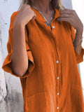 Size Casual Linen Button-Down Shirt Dress Plus Size DJPT
