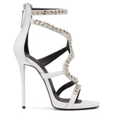 Red White Black High Heel Sandals Bag Chain Sexy High Heels Chengdu High Quality Shoes