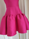 A line Strapless Hot Pink Satin Short Homecoming Dresses Birthday Outfits SD230