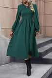 Smocked Long Sleeve Midi Dress DJPT