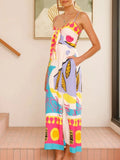 Front Printed Slit Maxi Cami Dress DJPT