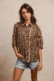 Leopard Prints Overseized Short Sleeves Top DJPT
