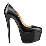 Women's Round Head Waterproof Table Ultra-High Heel Shoes Large-Size Single Shoes Sexy Platform Heels High Quality Shoes