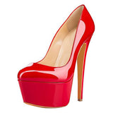 Women's Round Head Waterproof Table Ultra-High Heel Shoes Large-Size Single Shoes Sexy Platform Heels High Quality Shoes