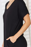 Full Size Rolled Short Sleeve V-Neck Dress DJPT