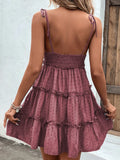 Frill Spaghetti Strap Tiered Dress DJPT