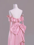 A Line Sweetheart Pink Satin Long Prom Dress Evening Dress Formal Dress SD1820