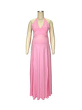 Pink V-neck Spaghetti Strap Halter Neck Backless Cami Slit Baby Shower Plus Size Maternity Maxi Dress Maternity