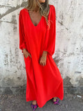 Size Slit V-Neck Balloon Sleeve Midi Dress Plus Size DJPT