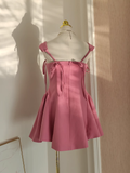 A Line Straps Pink Satin Short Homecoming Dresses Birthday Outfits SD371
