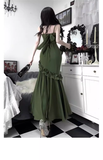 Mermaid Straps Green Long Ruffles Prom Dresses Birthday Dress SD577