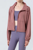 Zip Up Dropped Shoulder Active Outerwear DJPT