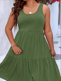Size Tiered Scoop Neck Tank Dress DJPT