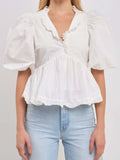 Sleeve Peplum Blouse DJPT