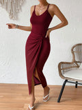Wrap Midi Dress with Side Slit DJPT