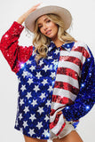 Velvet Sequin American Flag Shirt DJPT