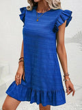 Size Ruffled Flutter Sleeve Textured Mini Dress Plus Size DJPT