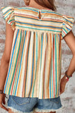 Striped Cap Sleeve Blouse DJPT