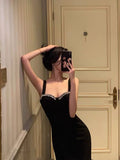 Sheath Straps Black Satin Prom Dresses With Beads Birthday Dress SD569