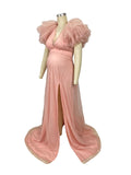 Pink Boho Elegant Ruffle Photoshoot Maternity Dress Maternity