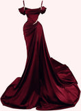 Spaghetti Straps Wine Red Long Prom Dresses HZ0628