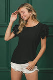 Birdseye Texture Layered Ruffle Top DJPT