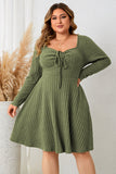 Plus Size Sweetheart Neck Long Sleeve Ribbed Dress DJPT
