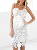 White Lace Spaghetti Strap Bodycon V-Neck Wedding Gown Elegant Babyshower Party Maternity Midi Dress Maternity