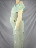 Knit 3D Flowers Off Shoulder Elegant Maternity Maxi Dress Maternity