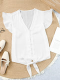 Tie-Front Flutter Sleeve Blouse DJPT
