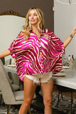 Zebra Dolman Silky Satin Shirt Top DJPT
