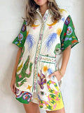 Size Printed Short Sleeve Top and Shorts Set Plus Size DJPT