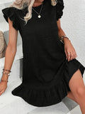 Size Ruffled Flutter Sleeve Textured Mini Dress Plus Size DJPT