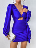 Cutout Long Sleeve Ruched Dress DJPT