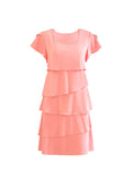 Layered Round Neck Ruffled Sleeve Dress DJPT
