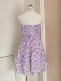 A Line Sweetheart Lilac Lace Vacation Dresses Short Floral Birthday Outfits SD333