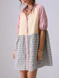 Mixed Gingham Shirt Dress DJPT