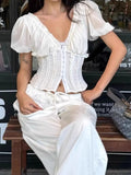 V-Neck Puff Sleeve Blouse DJPT