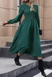 Smocked Long Sleeve Midi Dress DJPT