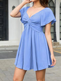 Flutter Sleeve Twist Front Mini Dress DJPT