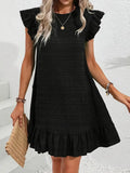 Size Ruffled Flutter Sleeve Textured Mini Dress Plus Size DJPT