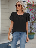 Neck Ruffled Layered Sleeve Blouse DJPT