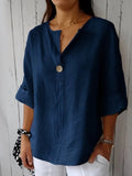 Size Casual Notched Drop Shoulder Blouse Plus Size DJPT
