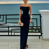 Sheath Off The Shoulder Black Long Prom Dresses Party Dress SD1329