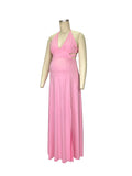 Pink V-neck Spaghetti Strap Halter Neck Backless Cami Slit Baby Shower Plus Size Maternity Maxi Dress Maternity