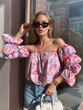 Off-Shoulder Flounce Sleeve Blouse DJPT
