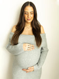 Off Shoulder Solid Color Mermaid Bodycon Elegant Photoshoot Maternity Maxi Sweater Dress Maternity